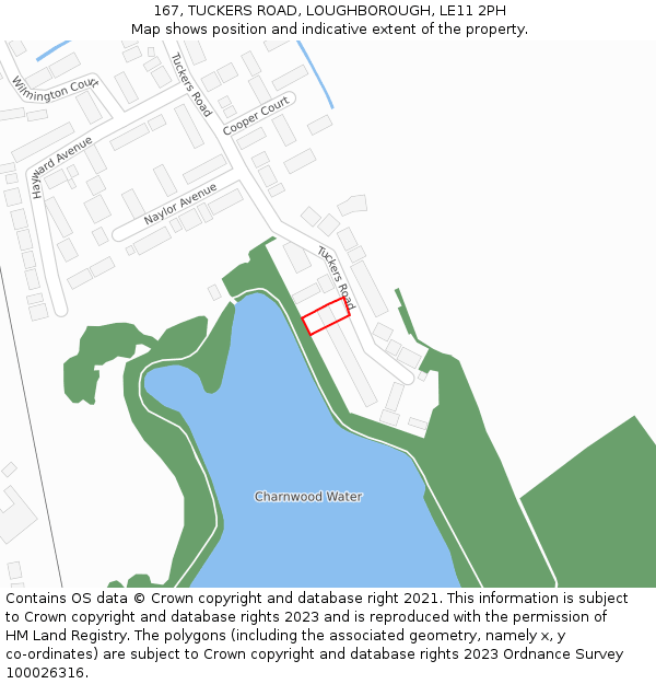 167, TUCKERS ROAD, LOUGHBOROUGH, LE11 2PH: Location map and indicative extent of plot