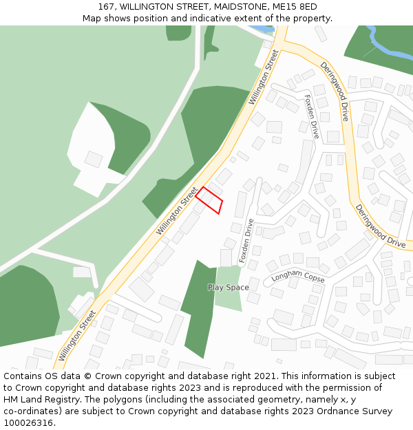 167, WILLINGTON STREET, MAIDSTONE, ME15 8ED: Location map and indicative extent of plot
