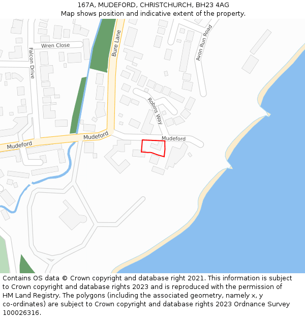 167A, MUDEFORD, CHRISTCHURCH, BH23 4AG: Location map and indicative extent of plot