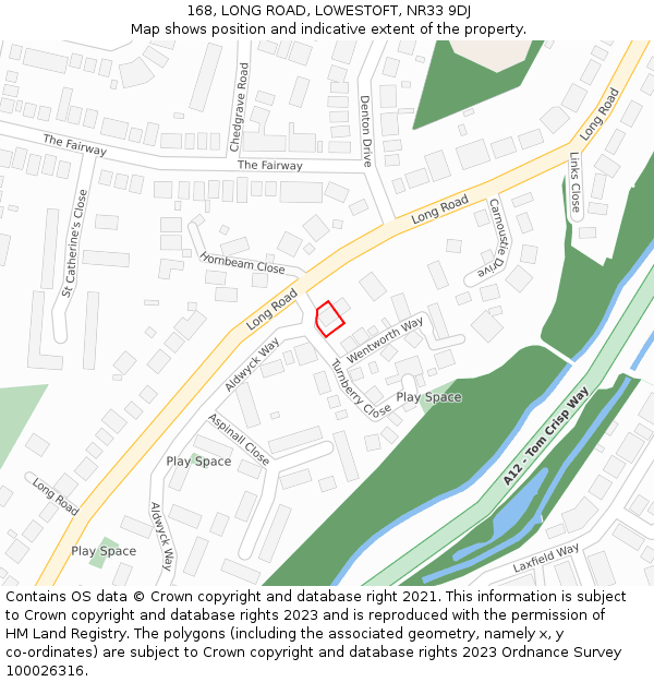 168, LONG ROAD, LOWESTOFT, NR33 9DJ: Location map and indicative extent of plot