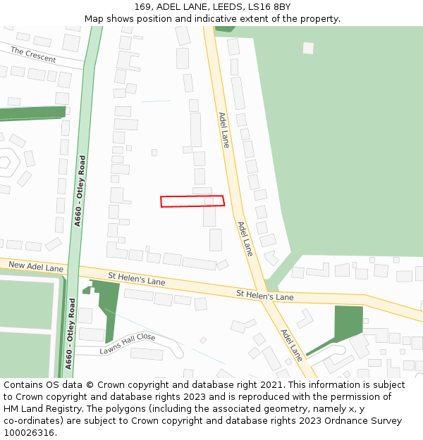 169, ADEL LANE, LEEDS, LS16 8BY: Location map and indicative extent of plot