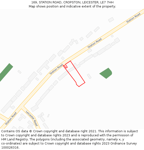 169, STATION ROAD, CROPSTON, LEICESTER, LE7 7HH: Location map and indicative extent of plot