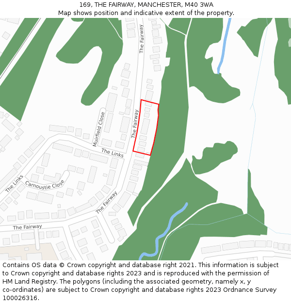 169, THE FAIRWAY, MANCHESTER, M40 3WA: Location map and indicative extent of plot