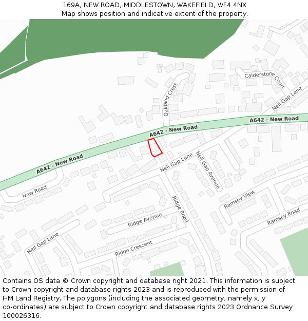 169A, NEW ROAD, MIDDLESTOWN, WAKEFIELD, WF4 4NX: Location map and indicative extent of plot
