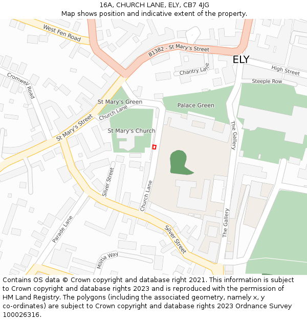 16A, CHURCH LANE, ELY, CB7 4JG: Location map and indicative extent of plot