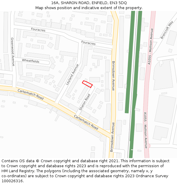 16A, SHARON ROAD, ENFIELD, EN3 5DQ: Location map and indicative extent of plot