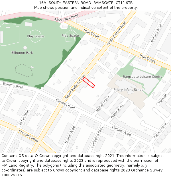 16A, SOUTH EASTERN ROAD, RAMSGATE, CT11 9TR: Location map and indicative extent of plot