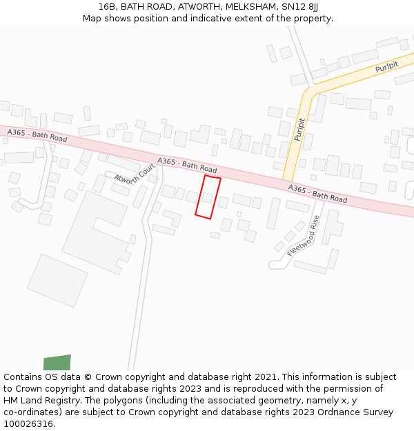 16B, BATH ROAD, ATWORTH, MELKSHAM, SN12 8JJ: Location map and indicative extent of plot
