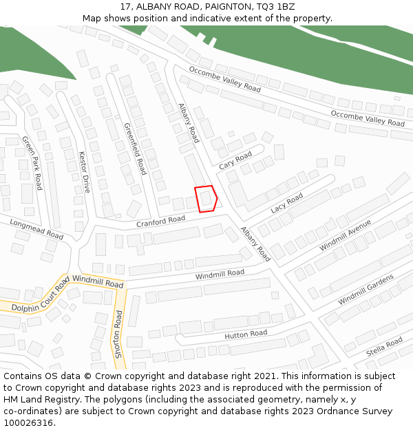 17, ALBANY ROAD, PAIGNTON, TQ3 1BZ: Location map and indicative extent of plot