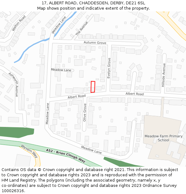 17, ALBERT ROAD, CHADDESDEN, DERBY, DE21 6SL: Location map and indicative extent of plot