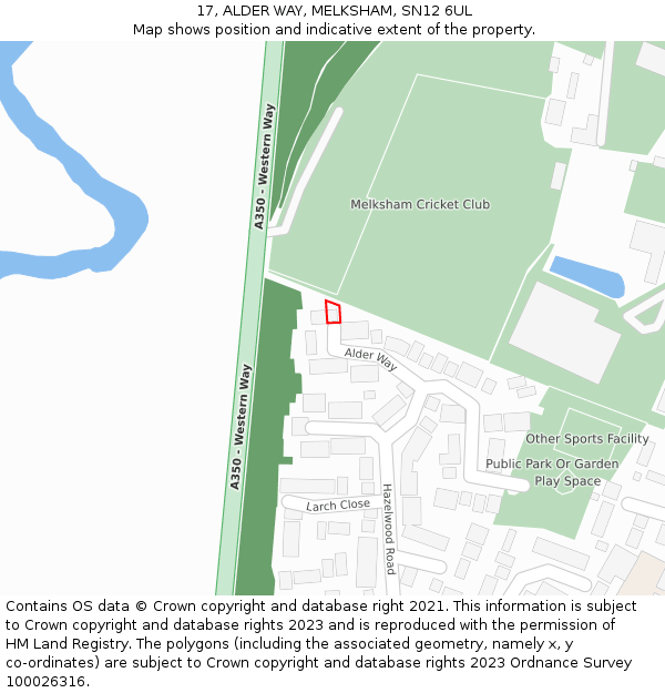 17, ALDER WAY, MELKSHAM, SN12 6UL: Location map and indicative extent of plot