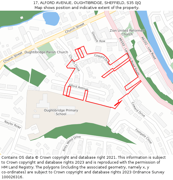 17, ALFORD AVENUE, OUGHTIBRIDGE, SHEFFIELD, S35 0JQ: Location map and indicative extent of plot
