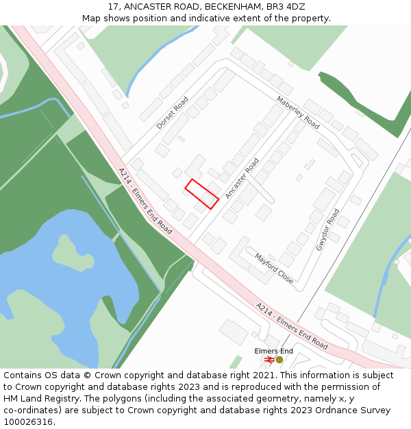 17, ANCASTER ROAD, BECKENHAM, BR3 4DZ: Location map and indicative extent of plot