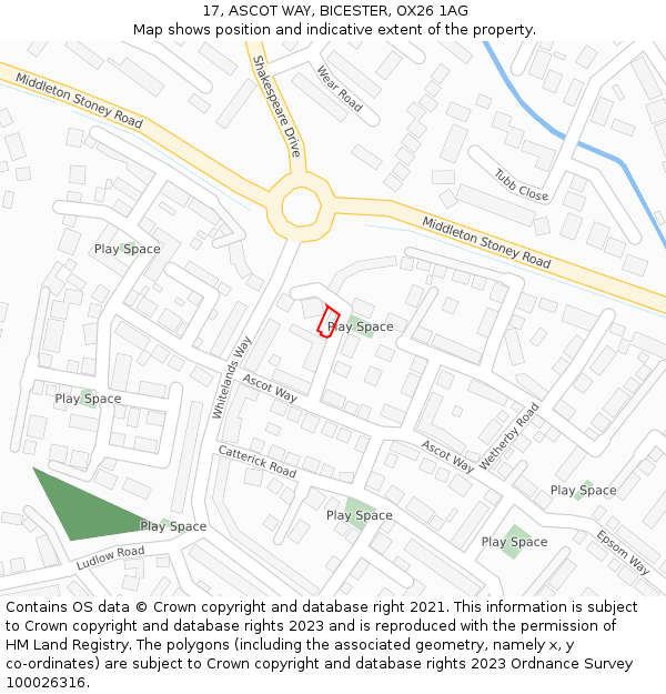 17, ASCOT WAY, BICESTER, OX26 1AG: Location map and indicative extent of plot
