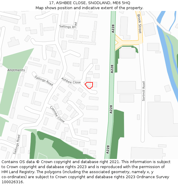 17, ASHBEE CLOSE, SNODLAND, ME6 5HQ: Location map and indicative extent of plot