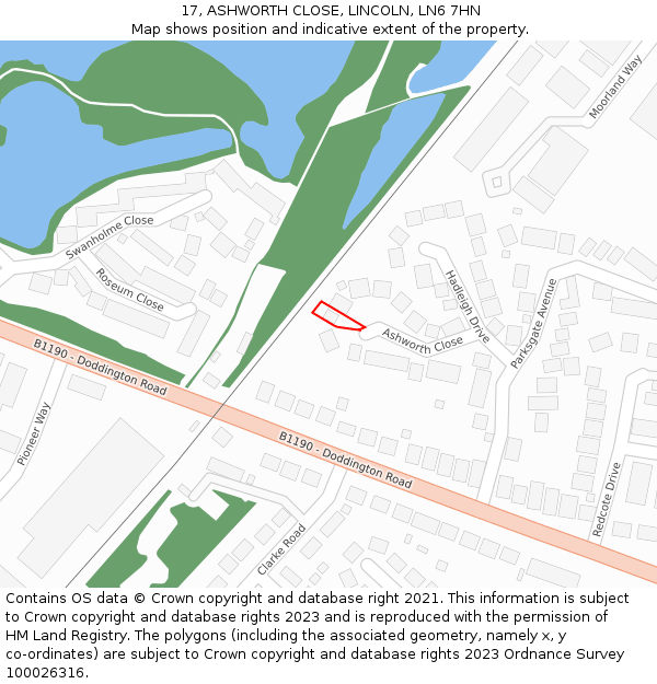 17, ASHWORTH CLOSE, LINCOLN, LN6 7HN: Location map and indicative extent of plot