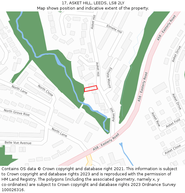 17, ASKET HILL, LEEDS, LS8 2LY: Location map and indicative extent of plot