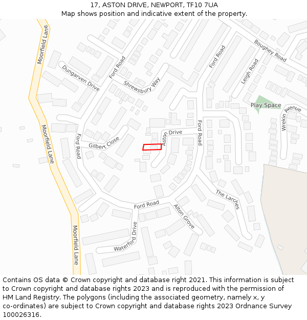 17, ASTON DRIVE, NEWPORT, TF10 7UA: Location map and indicative extent of plot