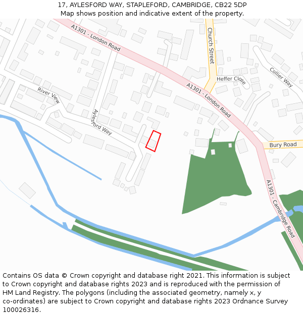 17, AYLESFORD WAY, STAPLEFORD, CAMBRIDGE, CB22 5DP: Location map and indicative extent of plot
