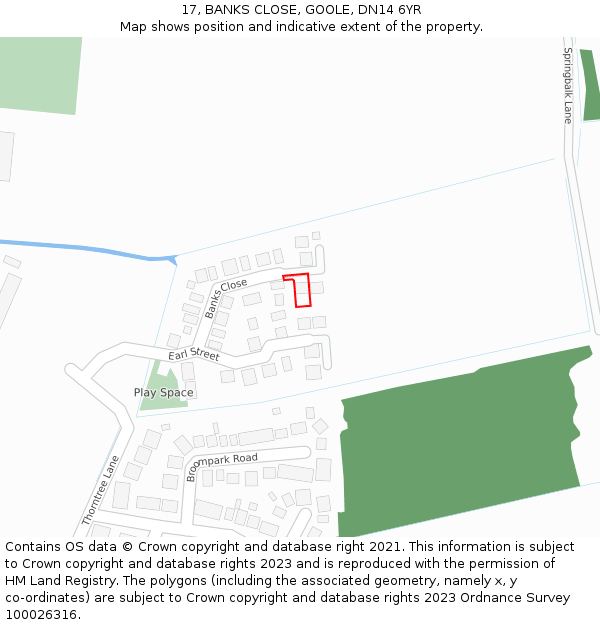 17, BANKS CLOSE, GOOLE, DN14 6YR: Location map and indicative extent of plot