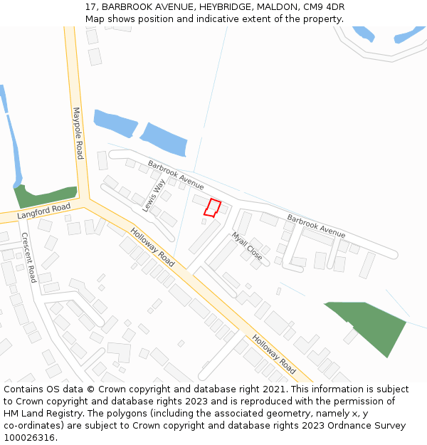 17, BARBROOK AVENUE, HEYBRIDGE, MALDON, CM9 4DR: Location map and indicative extent of plot