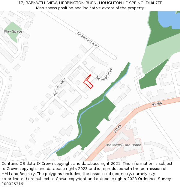17, BARNWELL VIEW, HERRINGTON BURN, HOUGHTON LE SPRING, DH4 7FB: Location map and indicative extent of plot