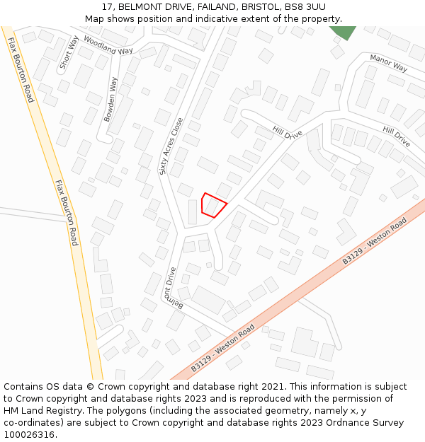 17, BELMONT DRIVE, FAILAND, BRISTOL, BS8 3UU: Location map and indicative extent of plot