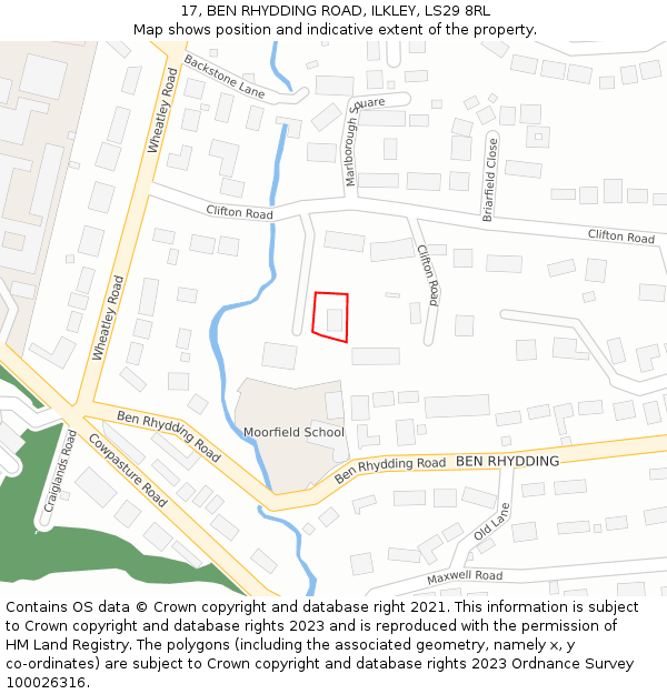 17, BEN RHYDDING ROAD, ILKLEY, LS29 8RL: Location map and indicative extent of plot