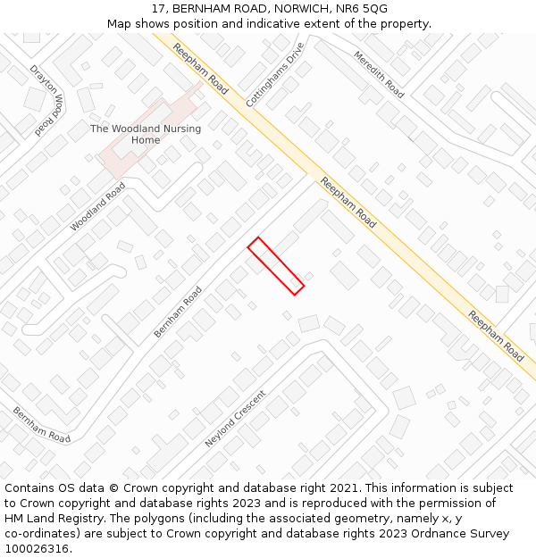 17, BERNHAM ROAD, NORWICH, NR6 5QG: Location map and indicative extent of plot