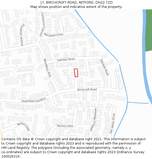 17, BIRCHCROFT ROAD, RETFORD, DN22 7ZD: Location map and indicative extent of plot