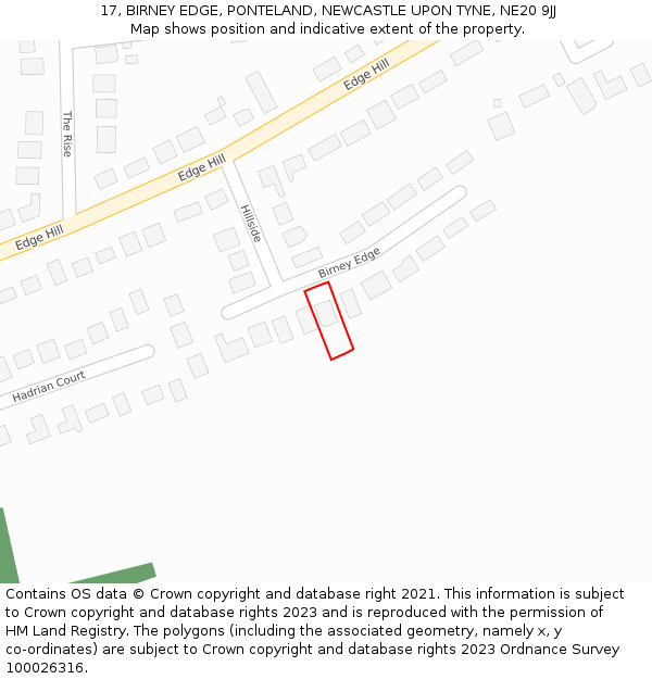 17, BIRNEY EDGE, PONTELAND, NEWCASTLE UPON TYNE, NE20 9JJ: Location map and indicative extent of plot