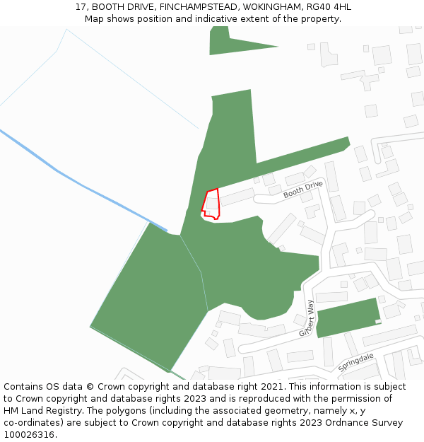 17, BOOTH DRIVE, FINCHAMPSTEAD, WOKINGHAM, RG40 4HL: Location map and indicative extent of plot
