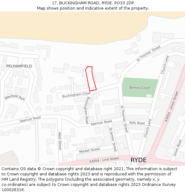 17, BUCKINGHAM ROAD, RYDE, PO33 2DP: Location map and indicative extent of plot