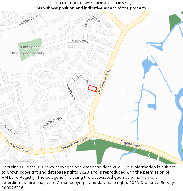 17, BUTTERCUP WAY, NORWICH, NR5 9JQ: Location map and indicative extent of plot