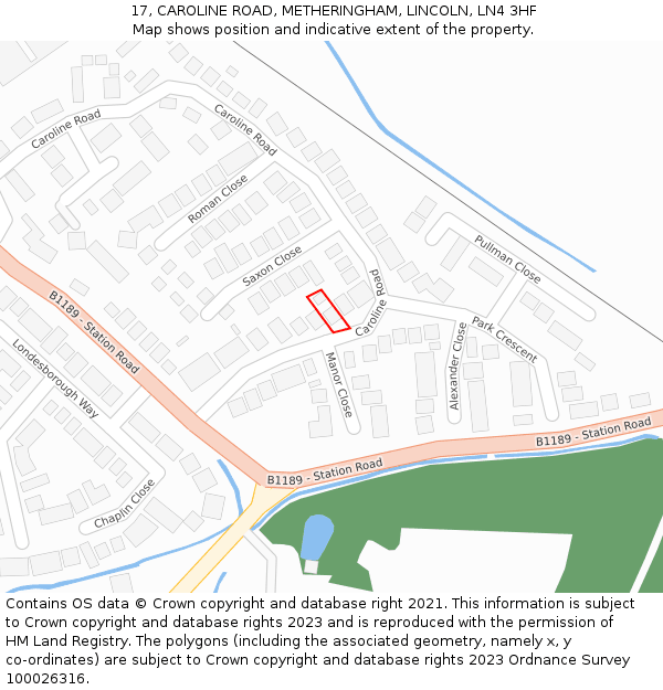 17, CAROLINE ROAD, METHERINGHAM, LINCOLN, LN4 3HF: Location map and indicative extent of plot