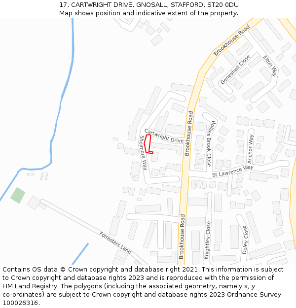 17, CARTWRIGHT DRIVE, GNOSALL, STAFFORD, ST20 0DU: Location map and indicative extent of plot