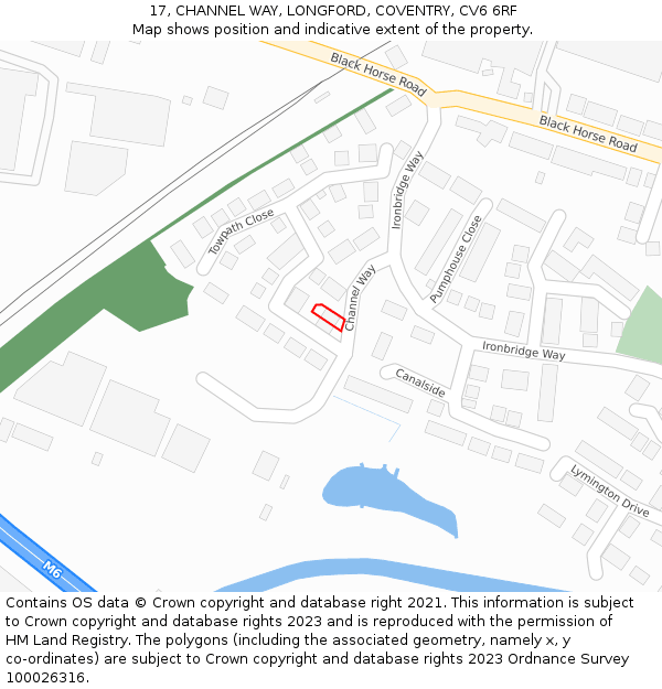 17, CHANNEL WAY, LONGFORD, COVENTRY, CV6 6RF: Location map and indicative extent of plot