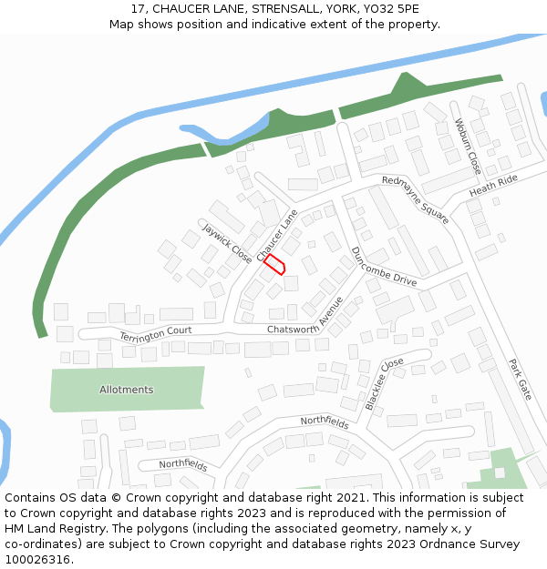 17, CHAUCER LANE, STRENSALL, YORK, YO32 5PE: Location map and indicative extent of plot