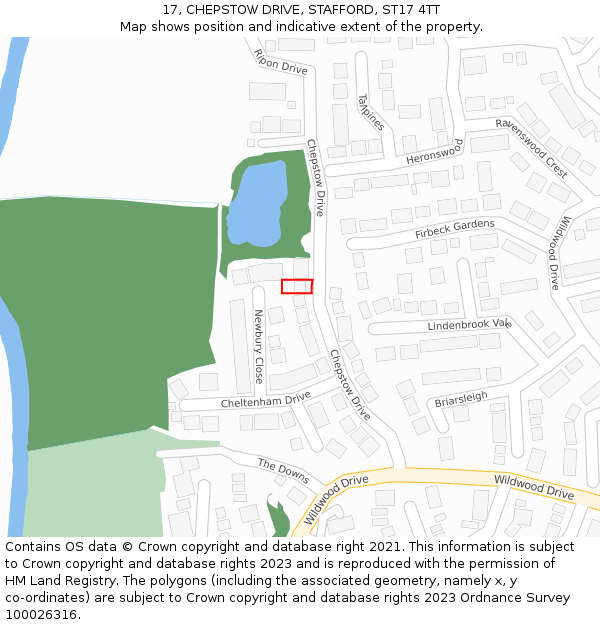 17, CHEPSTOW DRIVE, STAFFORD, ST17 4TT: Location map and indicative extent of plot