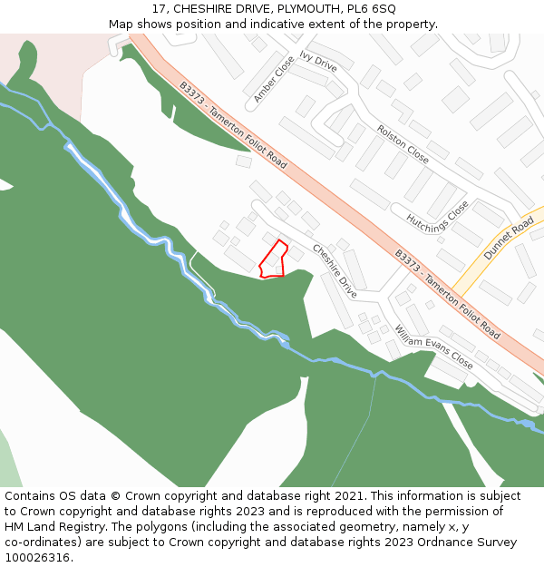 17, CHESHIRE DRIVE, PLYMOUTH, PL6 6SQ: Location map and indicative extent of plot