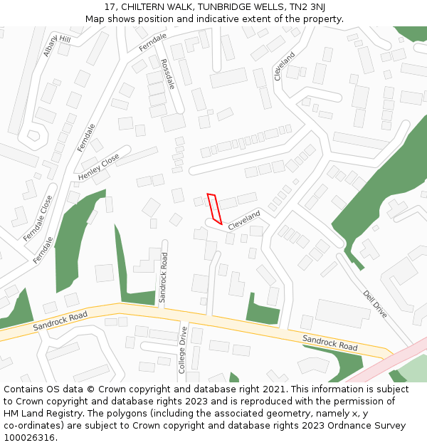 17, CHILTERN WALK, TUNBRIDGE WELLS, TN2 3NJ: Location map and indicative extent of plot