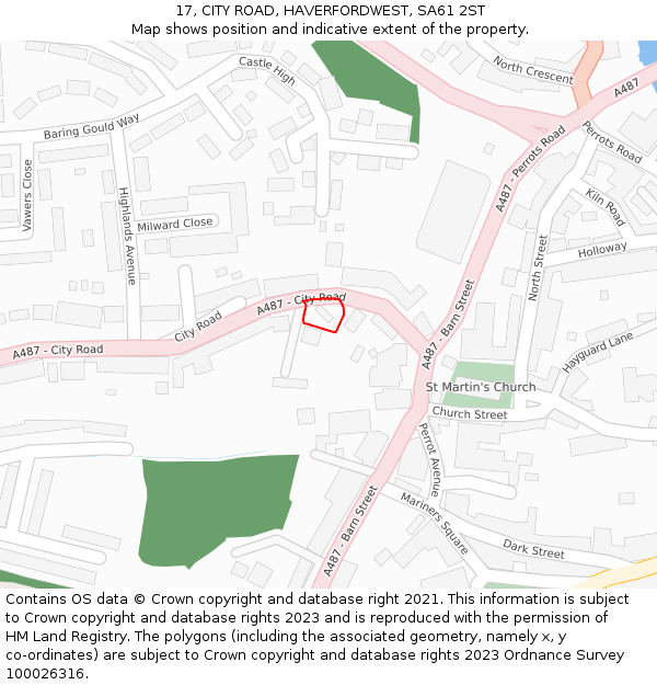17, CITY ROAD, HAVERFORDWEST, SA61 2ST: Location map and indicative extent of plot