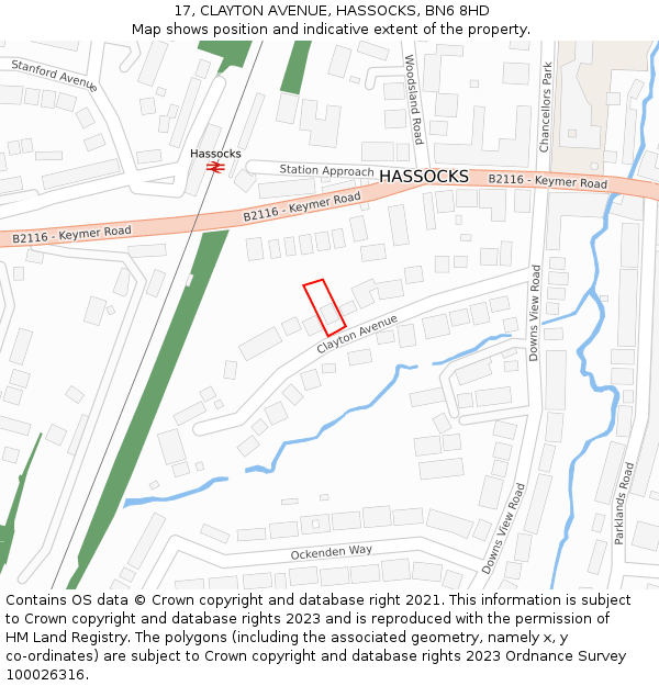 17, CLAYTON AVENUE, HASSOCKS, BN6 8HD: Location map and indicative extent of plot