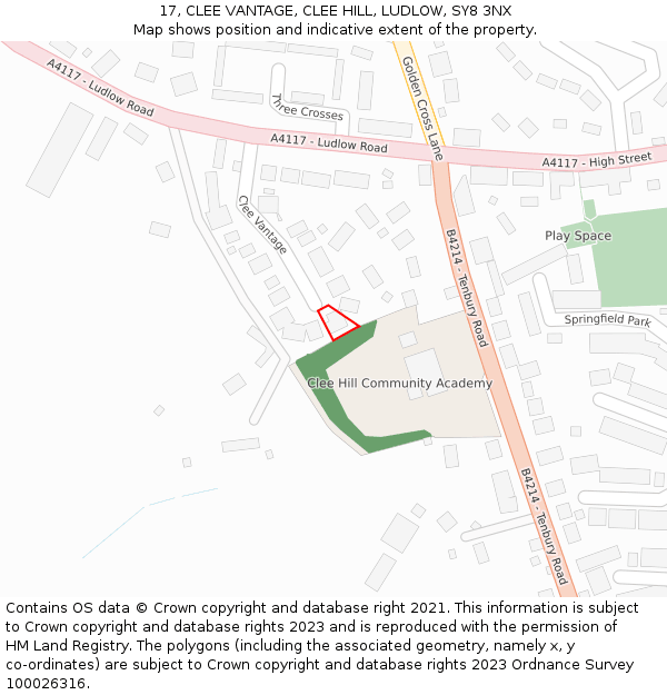 17, CLEE VANTAGE, CLEE HILL, LUDLOW, SY8 3NX: Location map and indicative extent of plot