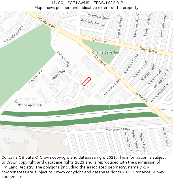 17, COLLEGE LAWNS, LEEDS, LS12 3LP: Location map and indicative extent of plot
