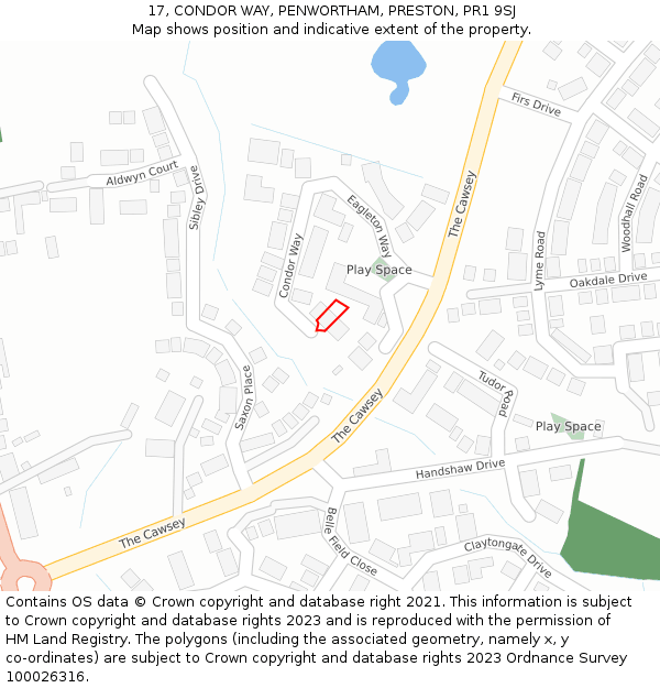 17, CONDOR WAY, PENWORTHAM, PRESTON, PR1 9SJ: Location map and indicative extent of plot