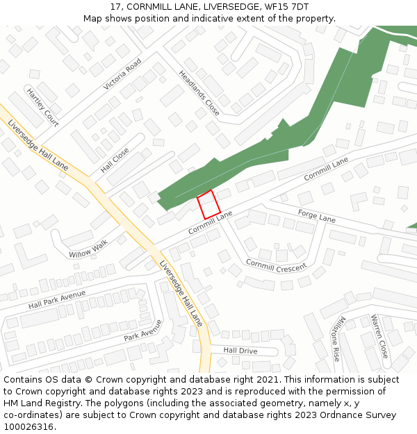 17, CORNMILL LANE, LIVERSEDGE, WF15 7DT: Location map and indicative extent of plot