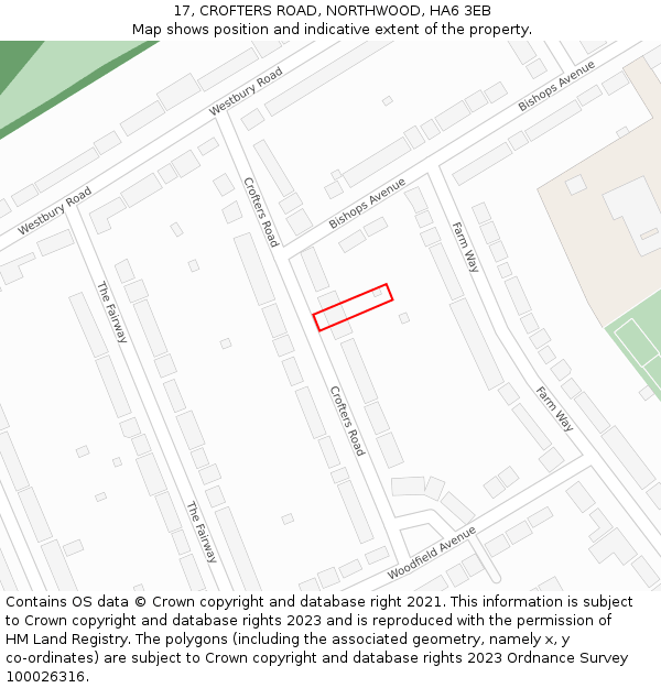 17, CROFTERS ROAD, NORTHWOOD, HA6 3EB: Location map and indicative extent of plot