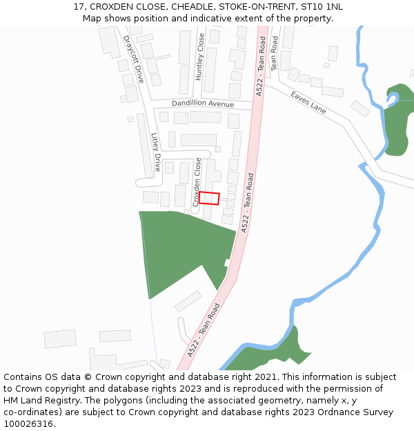 17, CROXDEN CLOSE, CHEADLE, STOKE-ON-TRENT, ST10 1NL: Location map and indicative extent of plot
