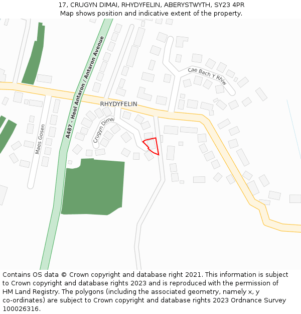 17, CRUGYN DIMAI, RHYDYFELIN, ABERYSTWYTH, SY23 4PR: Location map and indicative extent of plot